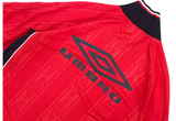 Vintage 90s Umbro Long Sleeve Football Red Jersey 