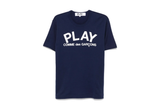  Comme Des Garcons Play Logo Print Tee Navy 