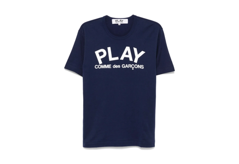  Comme Des Garcons Play Logo Print Tee Navy 
