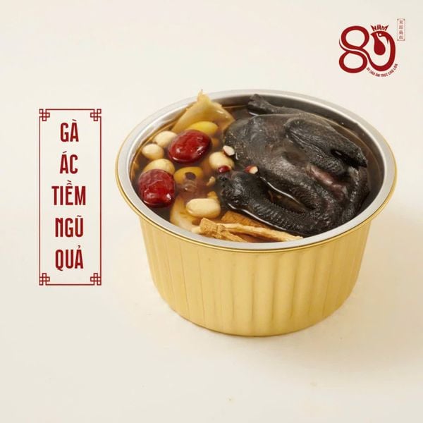 RTE - Gà ác tiềm ngũ quả/ Assorted Five-Fruit Silkie Chicken Soup/ 五果燉烏骨鷄湯