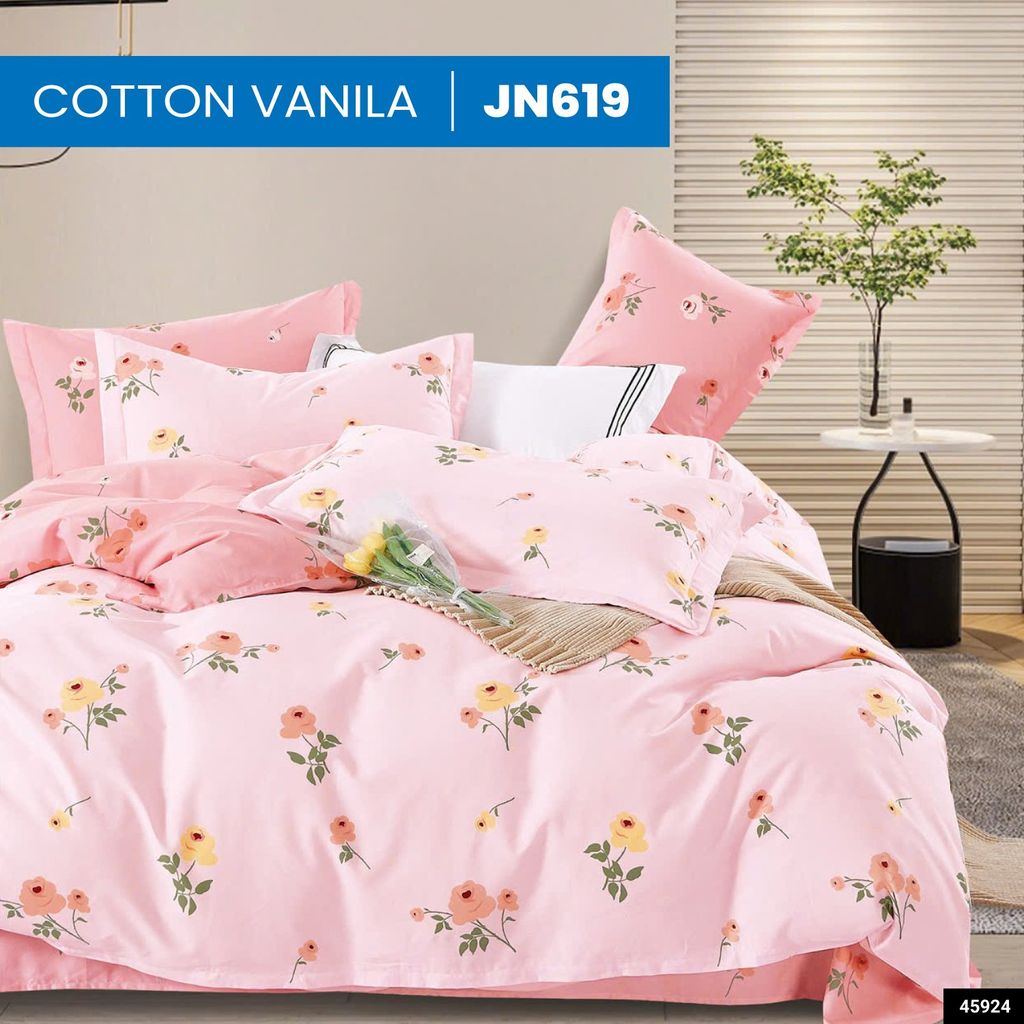  Bộ Ga Bọc Cotton Vanila (Vỏ Gối Không Lót Gòn) 619 
