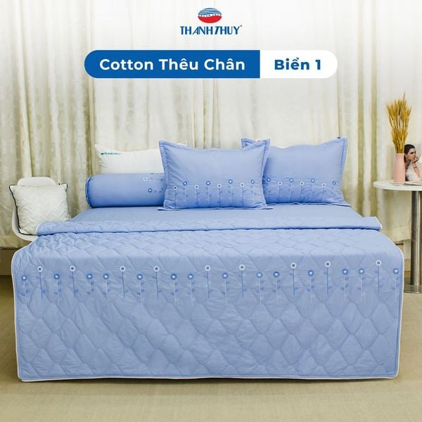  Vỏ Gối Cotton Thêu Chân Màu Biển (1) 