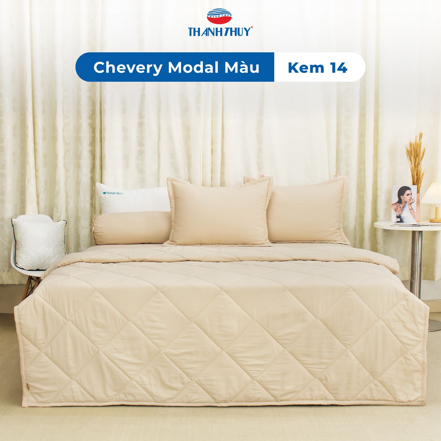  Bộ Ga Bọc Lụa Chevery Modal Màu Kem (14) 