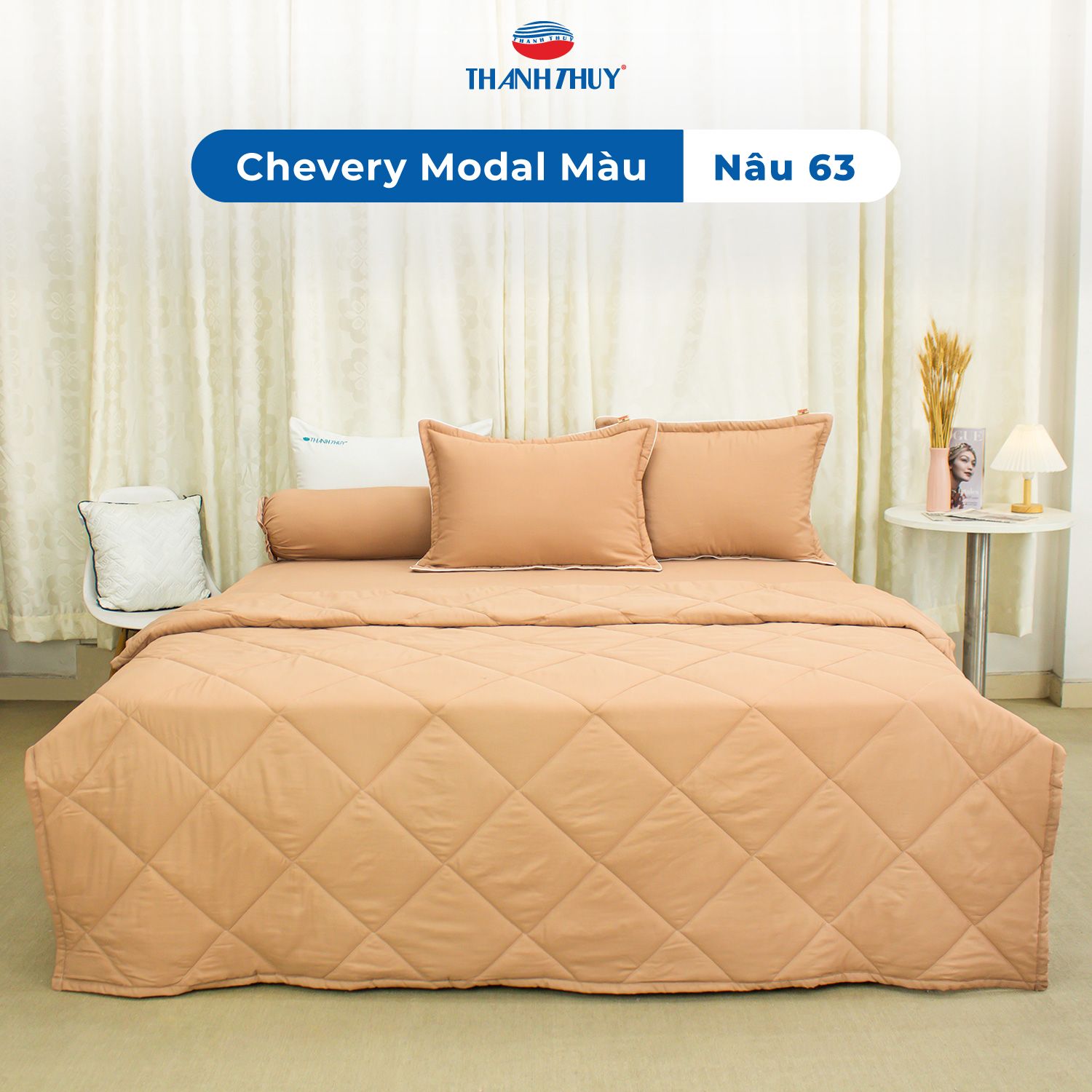  Bộ Ga Bọc Lụa Chevery Modal Màu Nâu (63) 