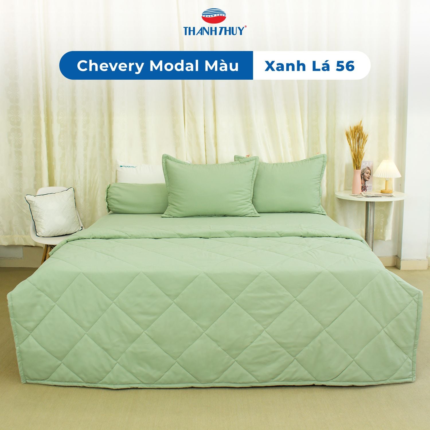 Chăn Lẻ Lụa Chevery Modal Màu Xanh Lá (56) 