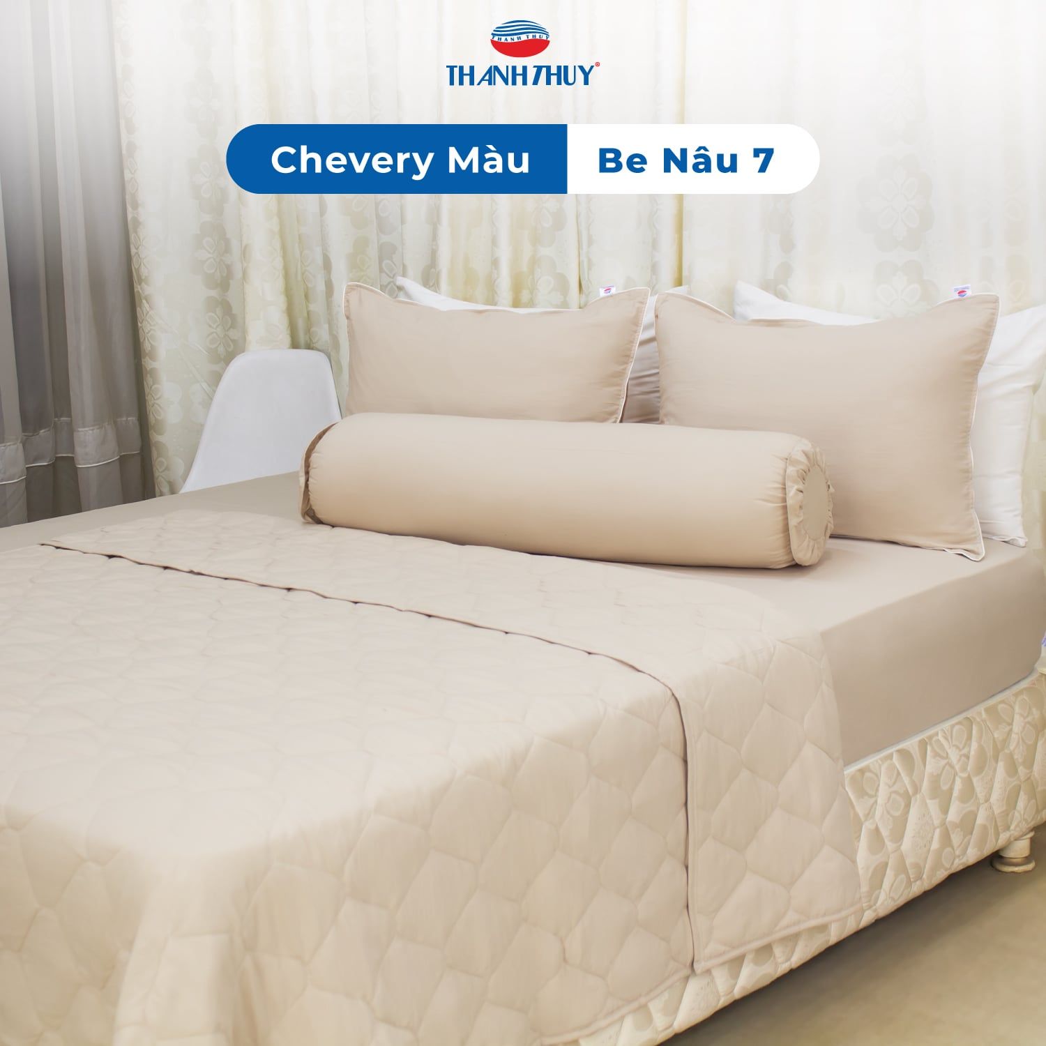  Bộ Ga Bọc Microfiber Chevery Màu Be Nâu (7) 