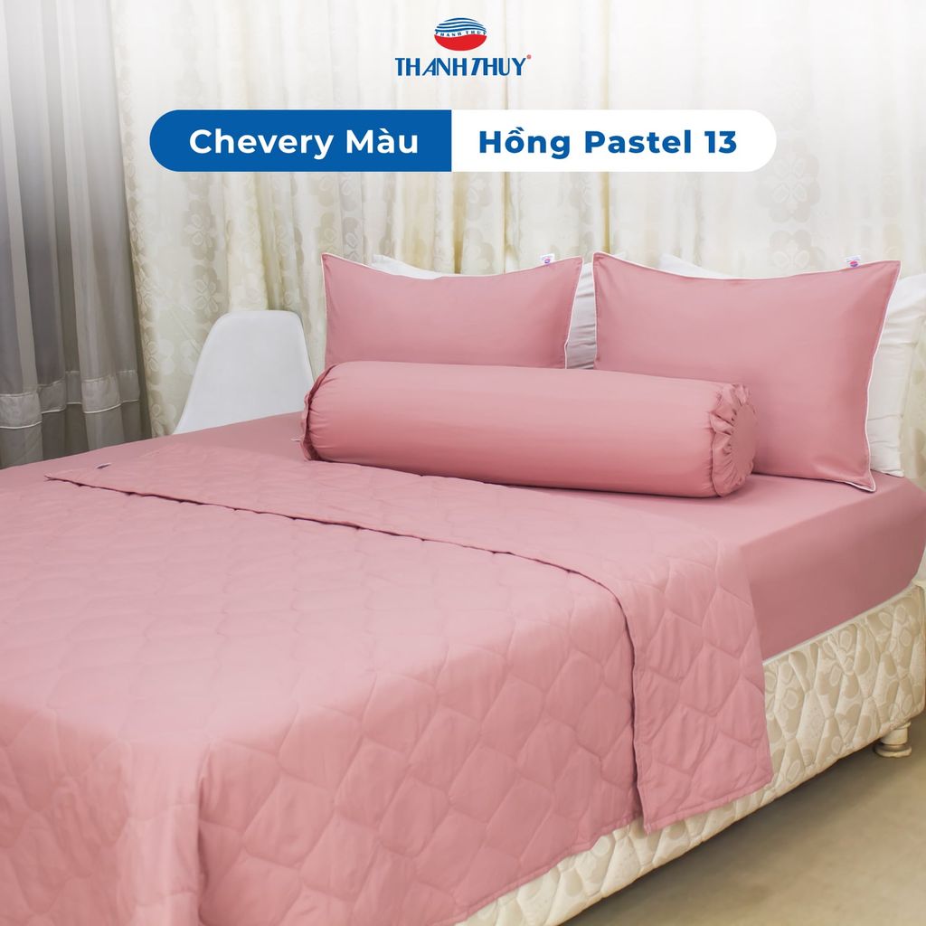  Bộ Ga Bọc Microfiber Chevery Màu Hồng Pastel (13) 