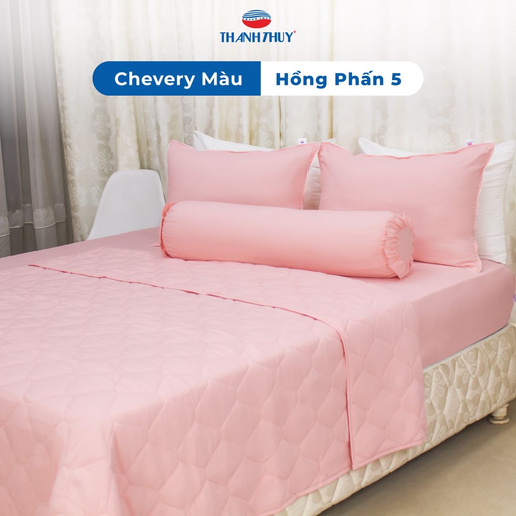  Bộ Ga Bọc Microfiber Chevery Màu Hồng Phấn (5) 
