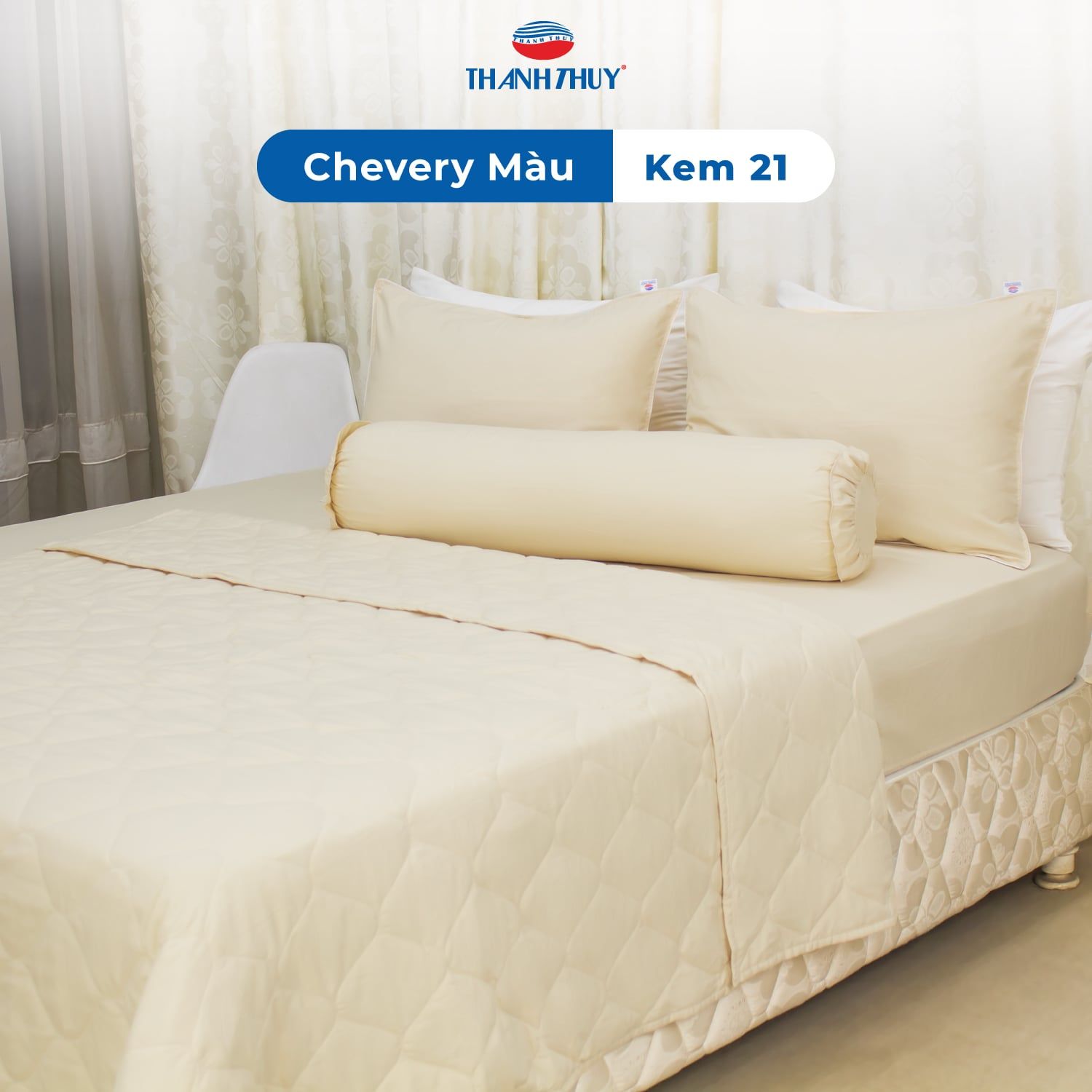  Bộ Ga Bọc Microfiber Chevery Màu Kem (21) 