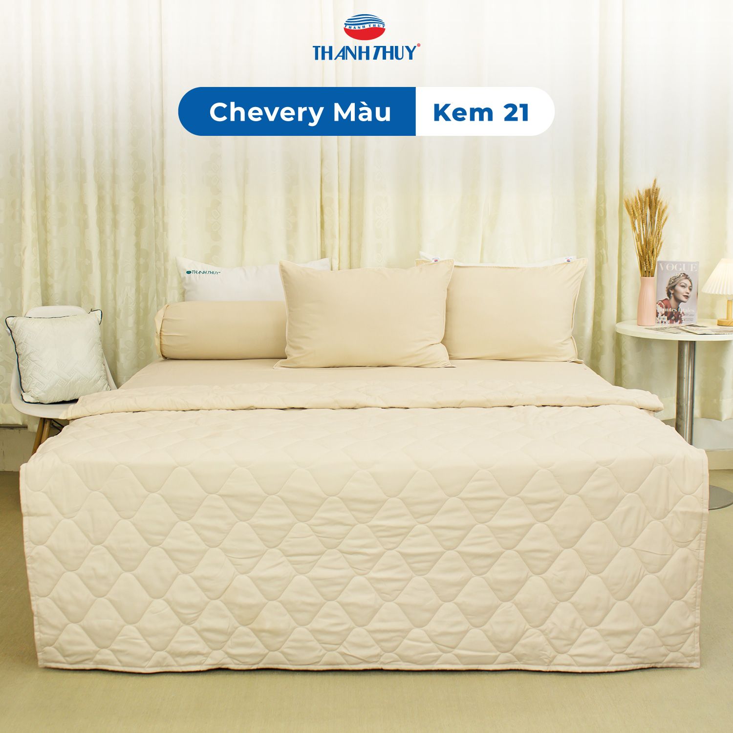  Ga Bọc Microfiber Chevery Màu Kem (21) 