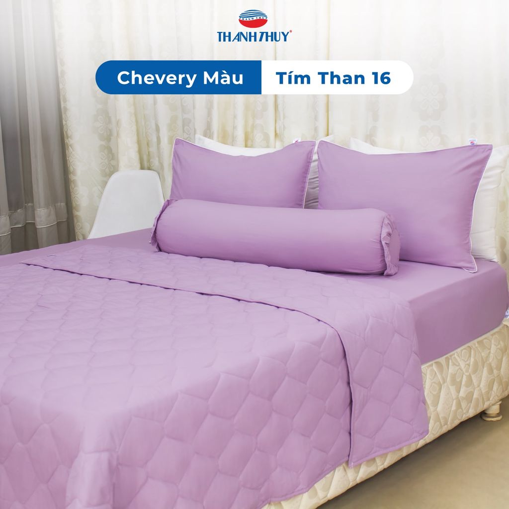  Bộ Ga Bọc Microfiber Chevery Màu Tím Than (16) 