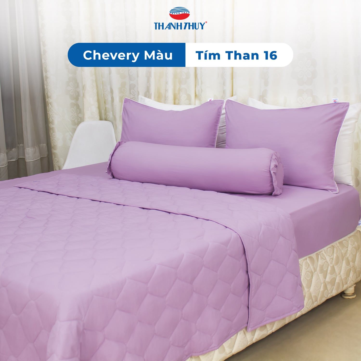  Bộ Ga Bọc Microfiber Chevery Màu Tím Than (16) 