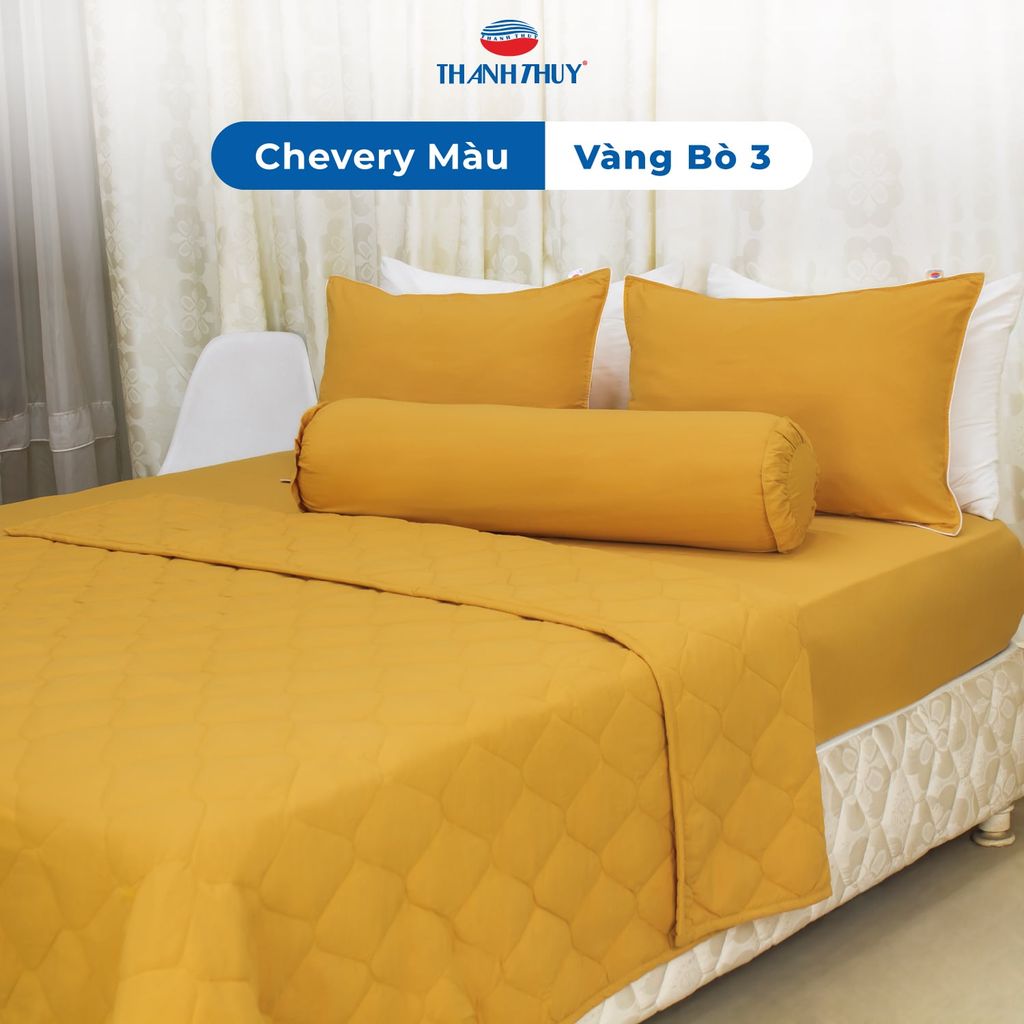  Bộ Ga Bọc Microfiber Chevery Màu Vàng Bò (3) 