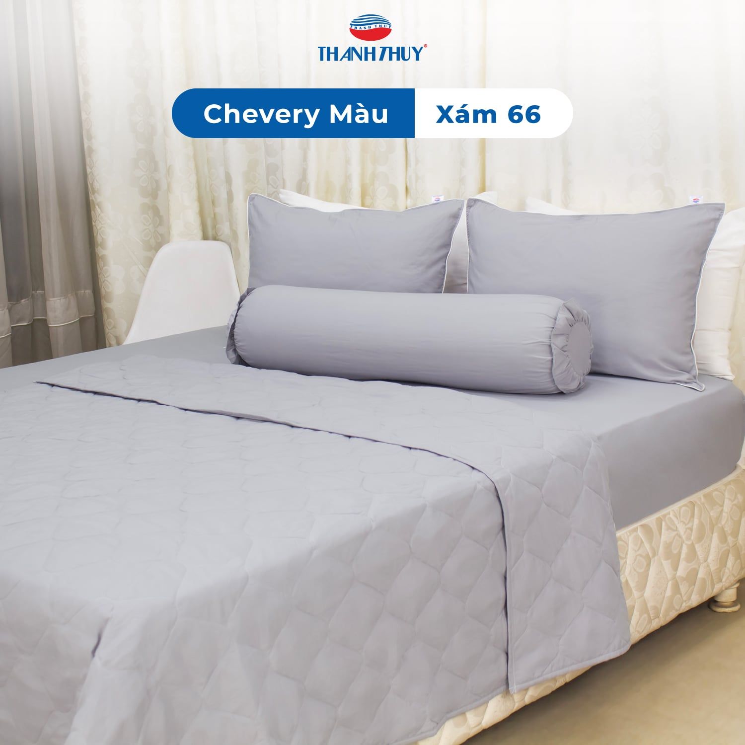 Bộ Ga Bọc Microfiber Chevery Màu Xám (66) 
