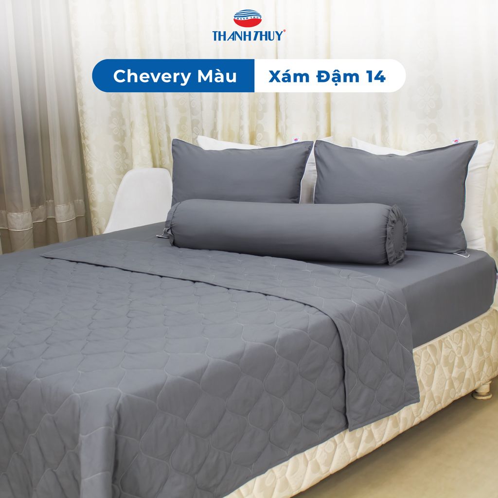  Bộ Ga Bọc Microfiber Chevery Màu Xám Đậm (NS) 