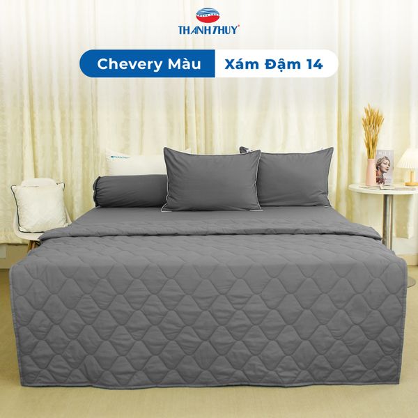  Bộ Ga Bọc Microfiber Chevery Màu Xám Đậm (NS) 