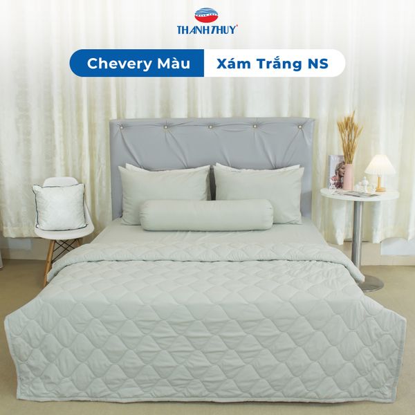  Bộ Ga Bọc Microfiber Chevery Màu Xám Trắng (NS) 