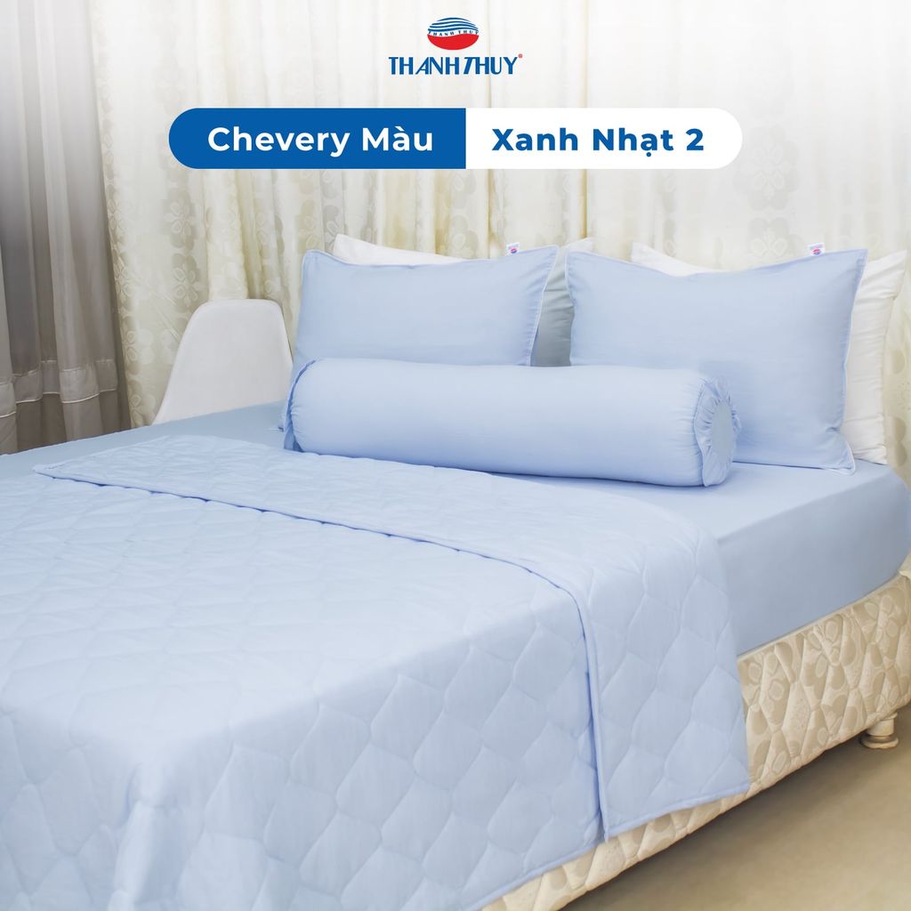  Bộ Ga Bọc Microfiber Chevery Màu Xanh Nhạt (2) 