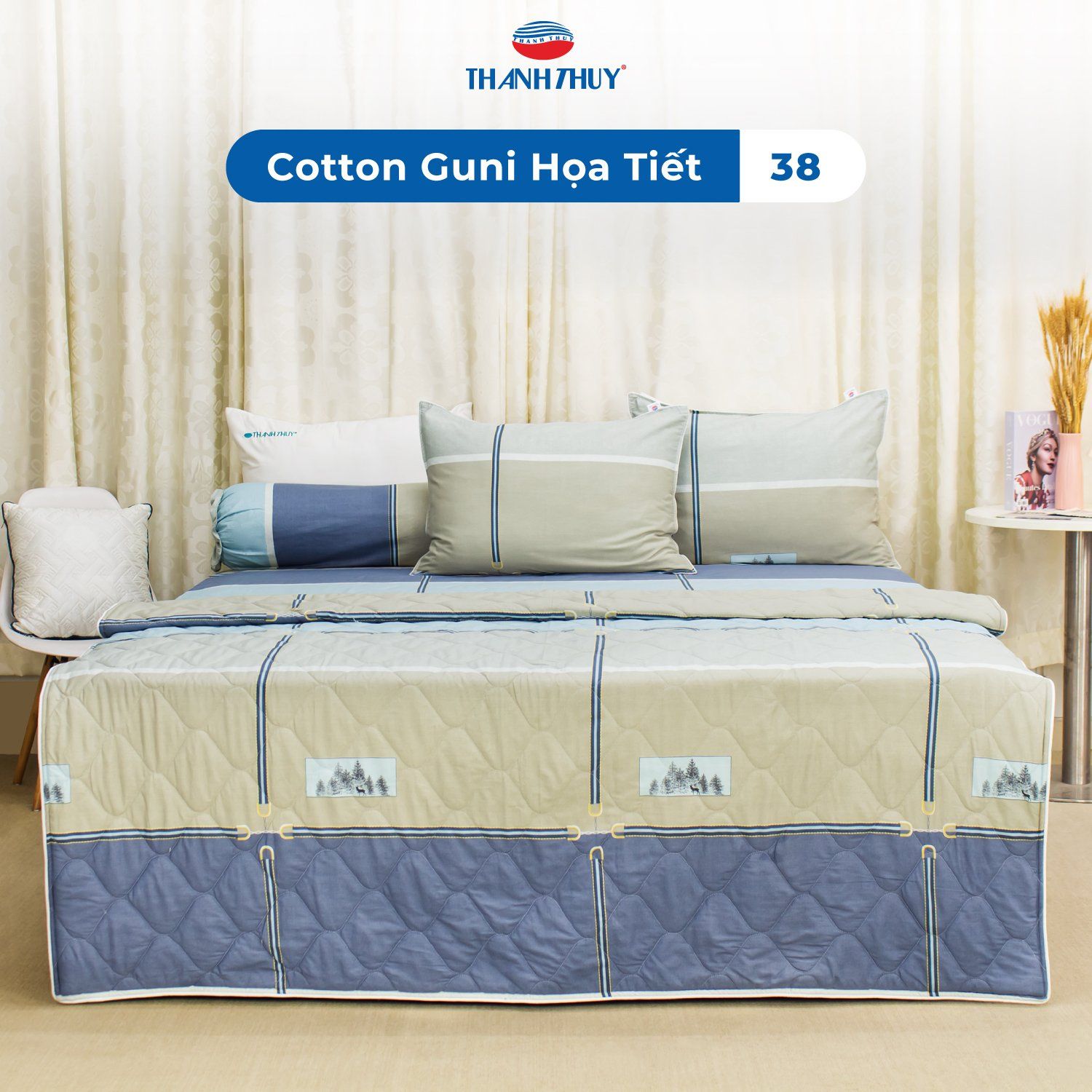 Bộ Ga Bọc Cotton Guni Họa Tiết 38 