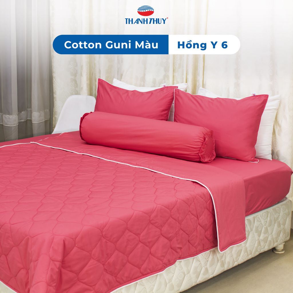  Bộ Ga Bọc Cotton Guni Màu Hồng y (6) 
