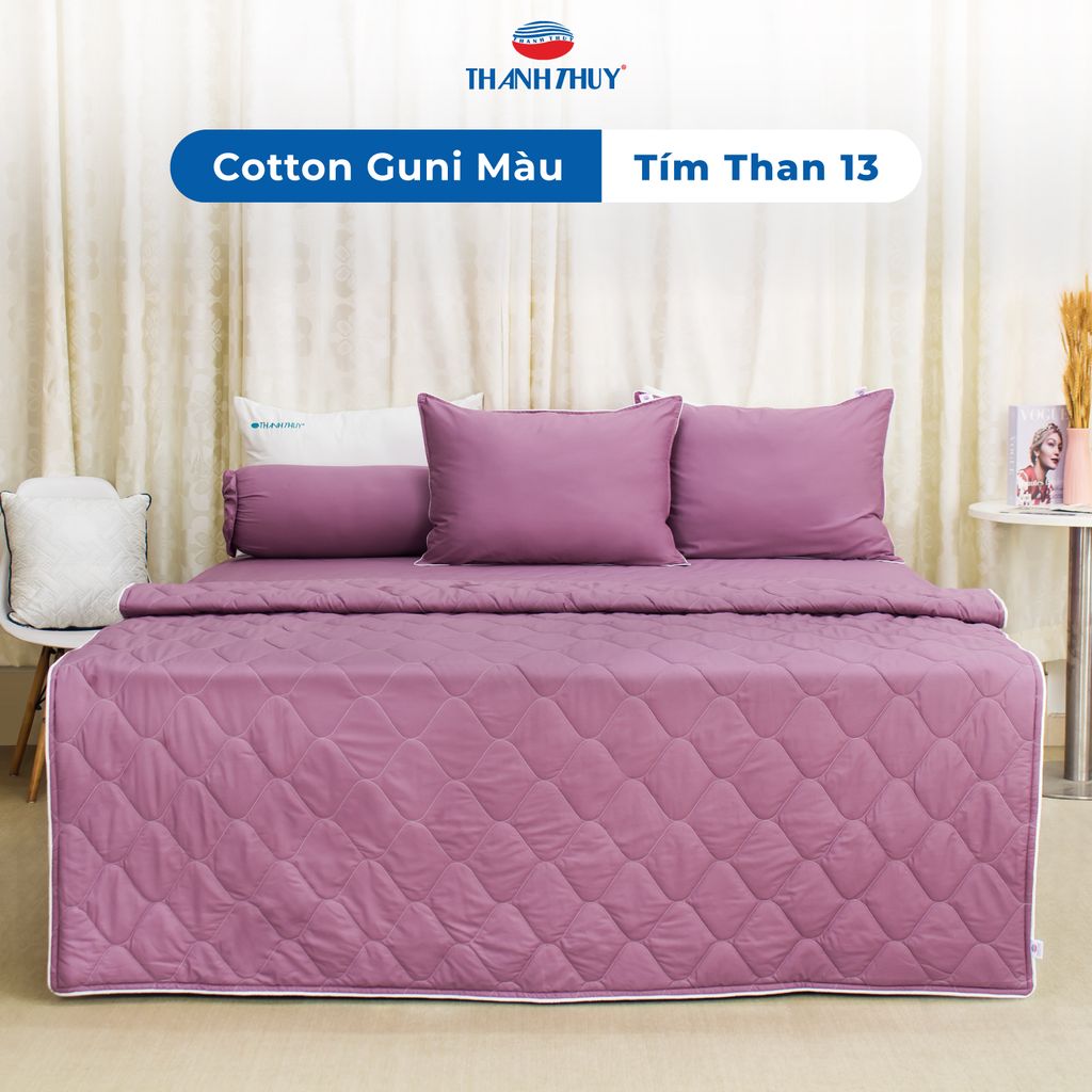  Bộ Ga Bọc Cotton Guni Màu Tím Than (13) 