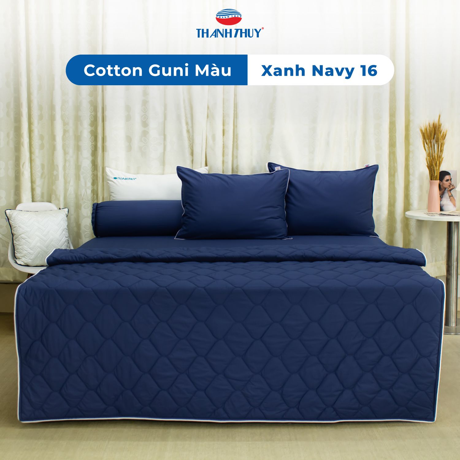  Vỏ Gối Lẻ Guni Màu Xanh Navy (16) 