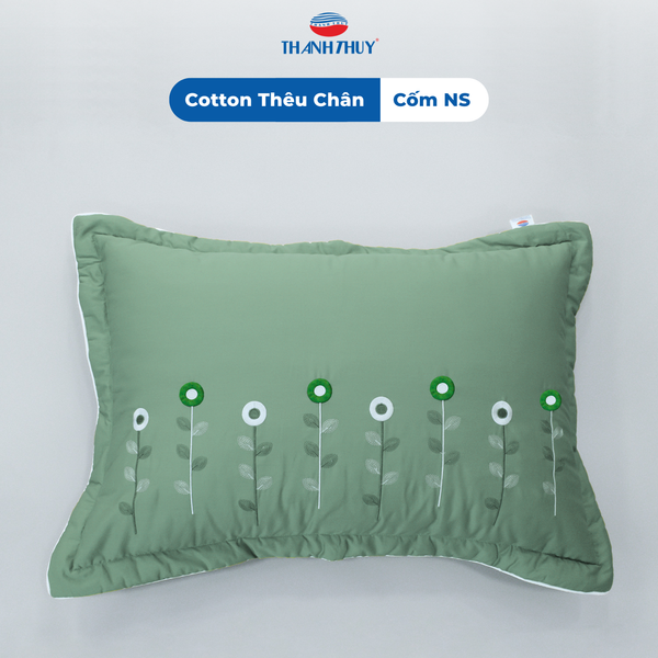  Vỏ Gối Cotton Thêu Chân Màu Cốm (NS) 