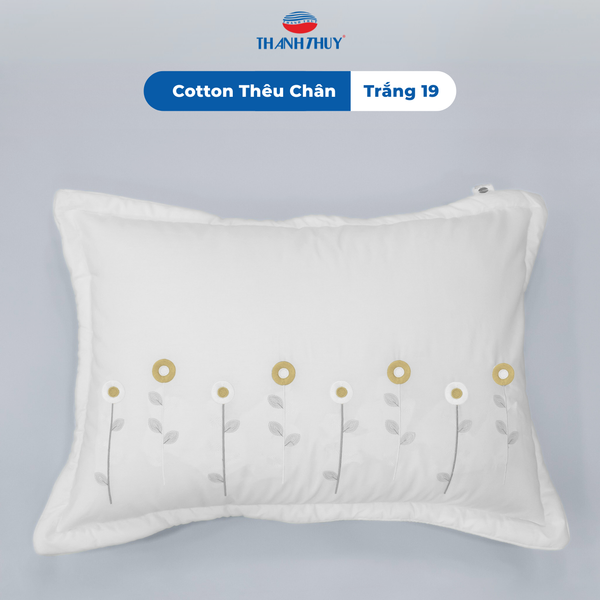  Vỏ Gối Cotton Thêu Chân Màu Trắng (19) 