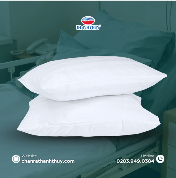 Áo Gối Trắng Sọc Chống Nhăn Bệnh Viện 