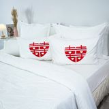  Bộ Ga Bọc Cotton Chữ Hỷ Trắng (T300) 
