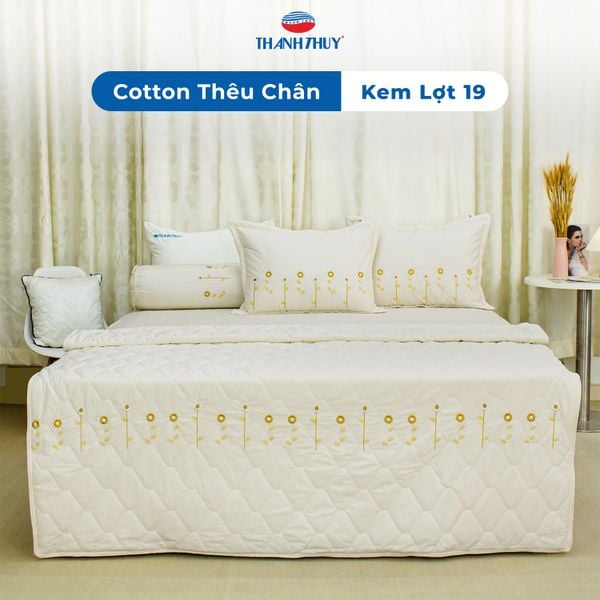  Bộ Ga Bọc Cotton Thêu Chân Màu Kem Lợt (19) 