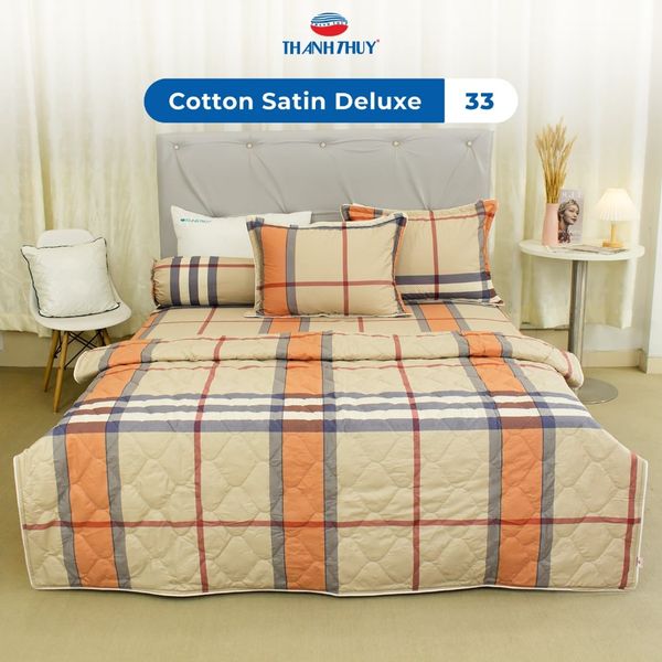  Bộ Chăn Ga Gối 4 món, 5 món - 100% Cotton Satin Deluxe mềm mại, thoáng mát - KẺ SỌC, KẺ CARO - THANH THUY 