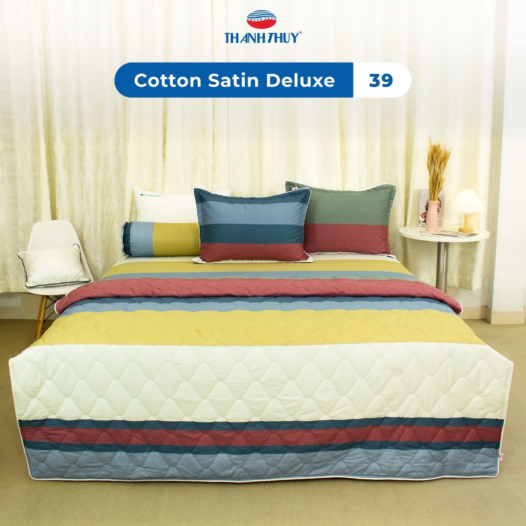  Bộ Chăn Ga Gối 4 món, 5 món - 100% Cotton Satin Deluxe mềm mại, thoáng mát - KẺ SỌC, KẺ CARO - THANH THUY 