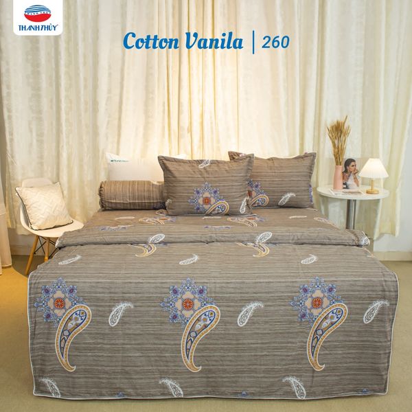  [GIẢM 10%] Bộ Chăn Ga Gối 4 món, 5 món - 100% Cotton Vanila thoáng mát - Cổ điển - THANH THUY 