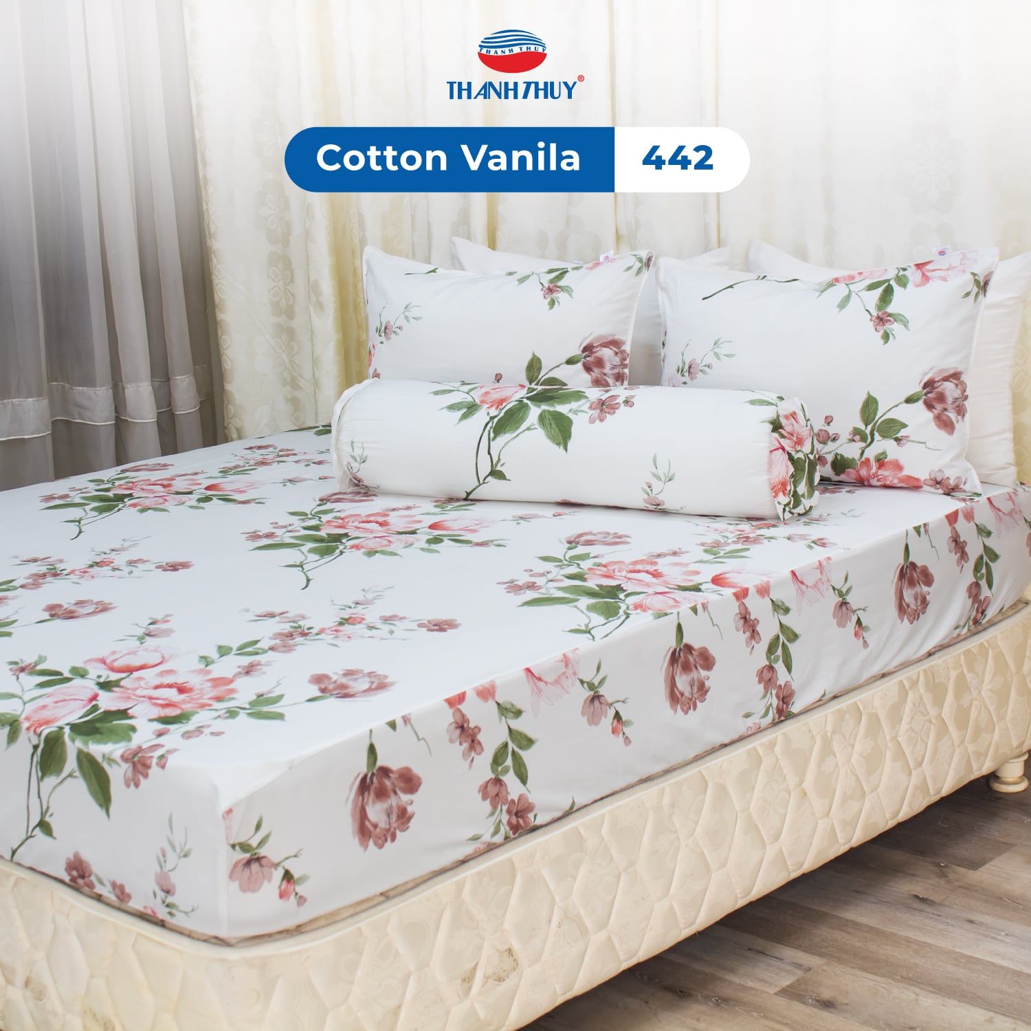  Bộ Ga Bọc Cotton Vanila (Vỏ Gối Không Lót Gòn) 442 