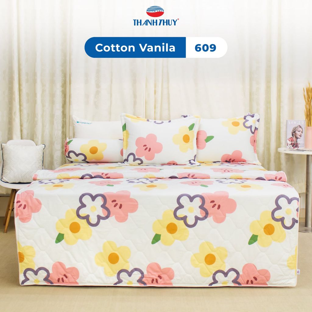  Bộ Ga Bọc Cotton Vanila (Vỏ Gối Không Lót Gòn) 609 
