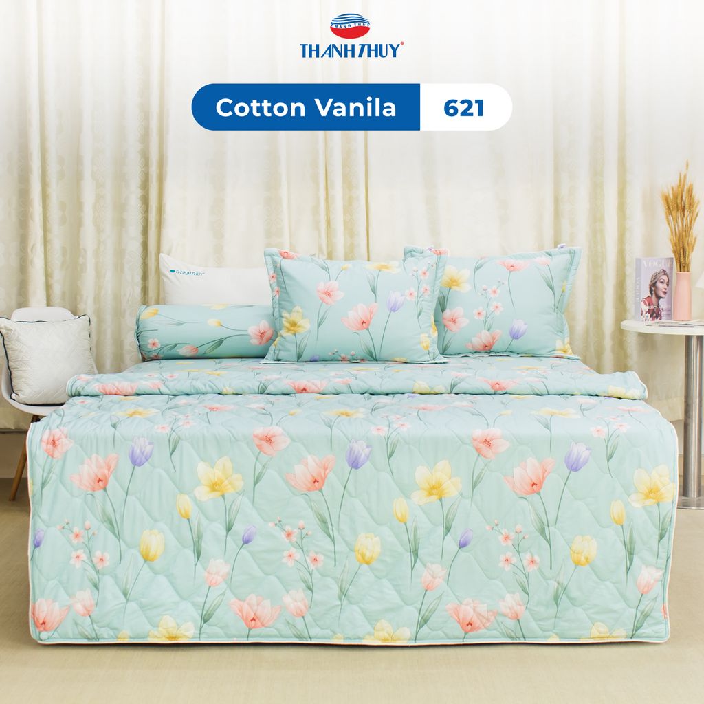  Bộ Ga Bọc Cotton Vanila (Vỏ Gối Không Lót Gòn) 621 