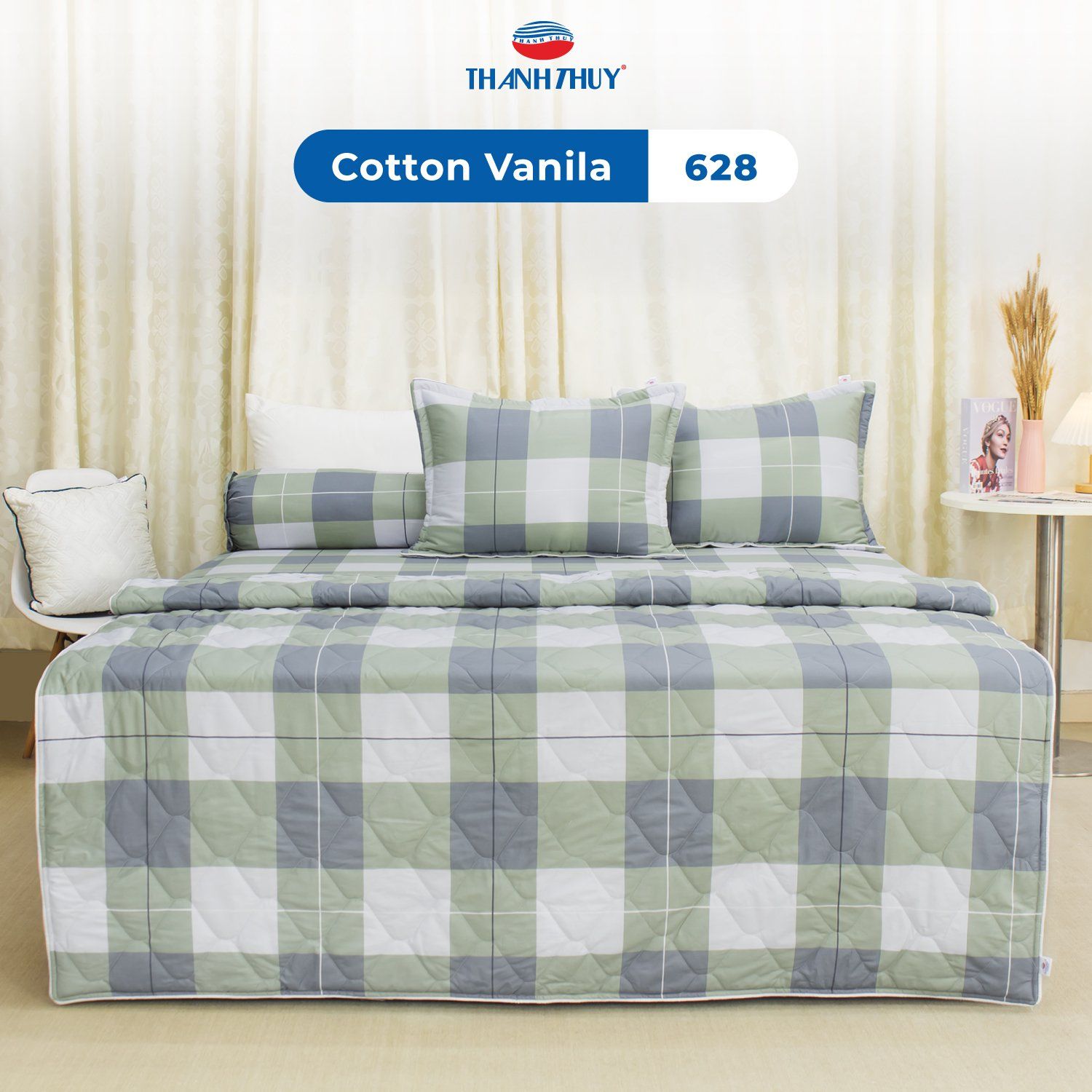  Bộ Ga Bọc Cotton Vanila (Vỏ Gối Lót Gòn) 628 