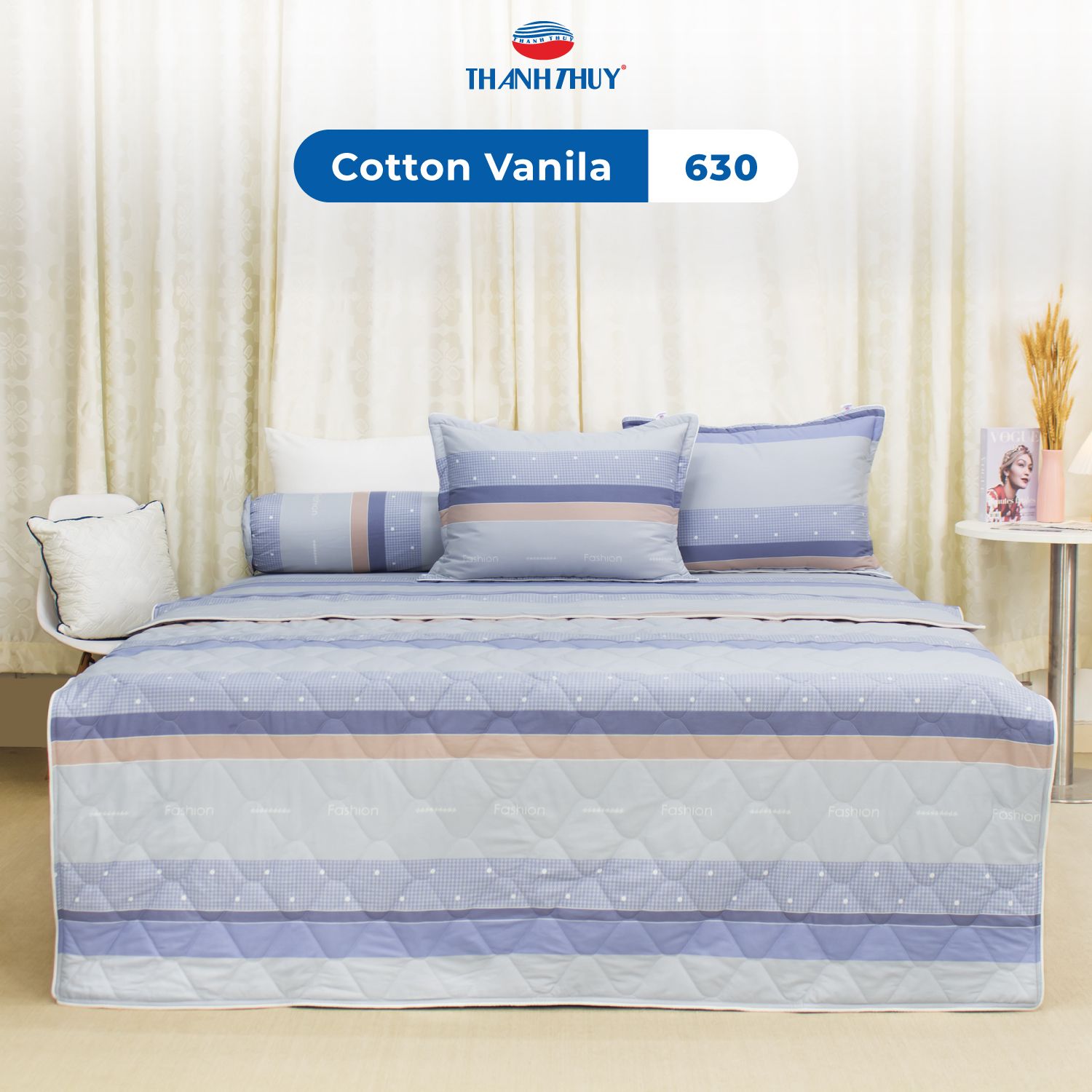  Bộ Ga Bọc Cotton Vanila (Vỏ Gối Không Lót Gòn) 630 