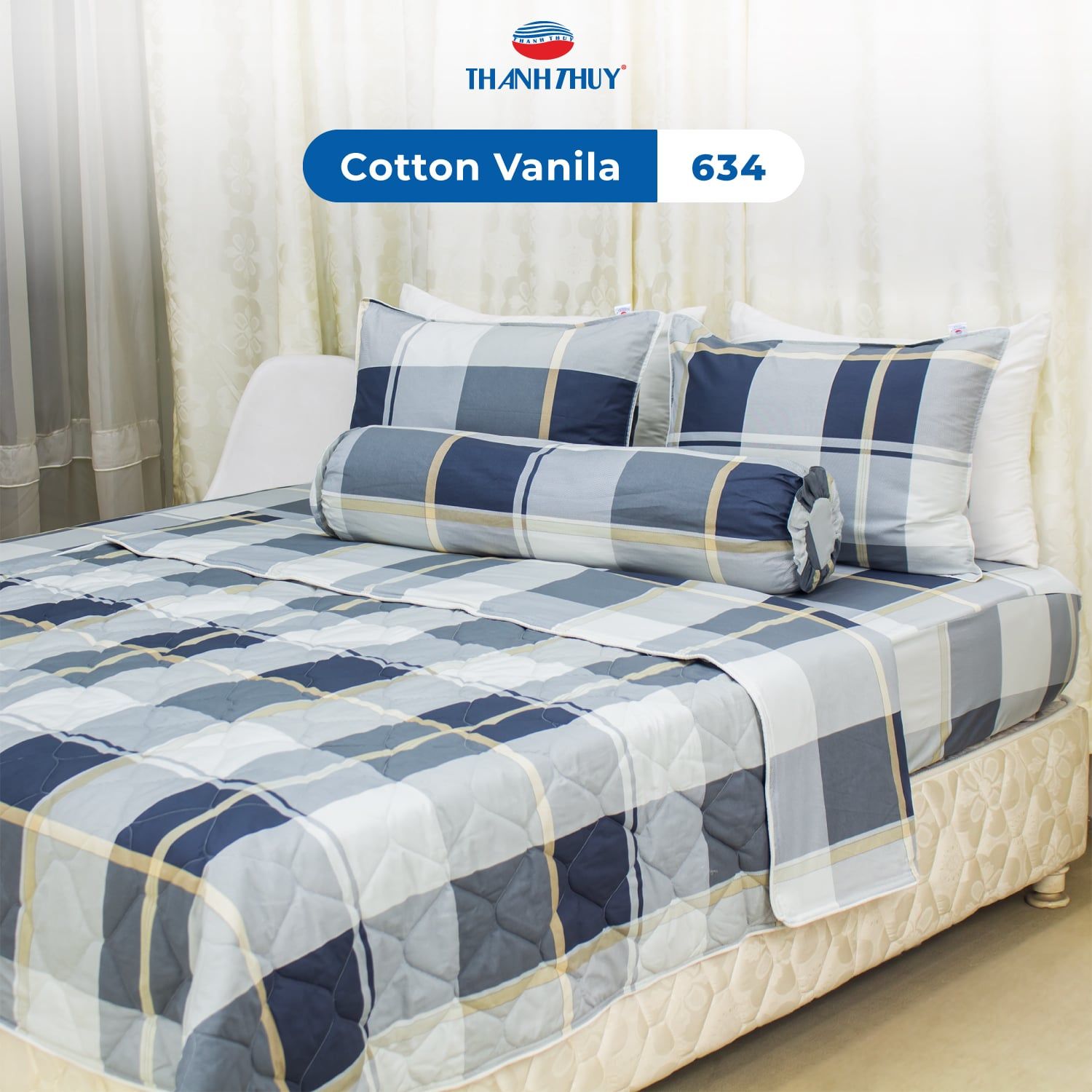  Bộ Ga Bọc Cotton Vanila (Vỏ Gối Không Lót Gòn) 634 
