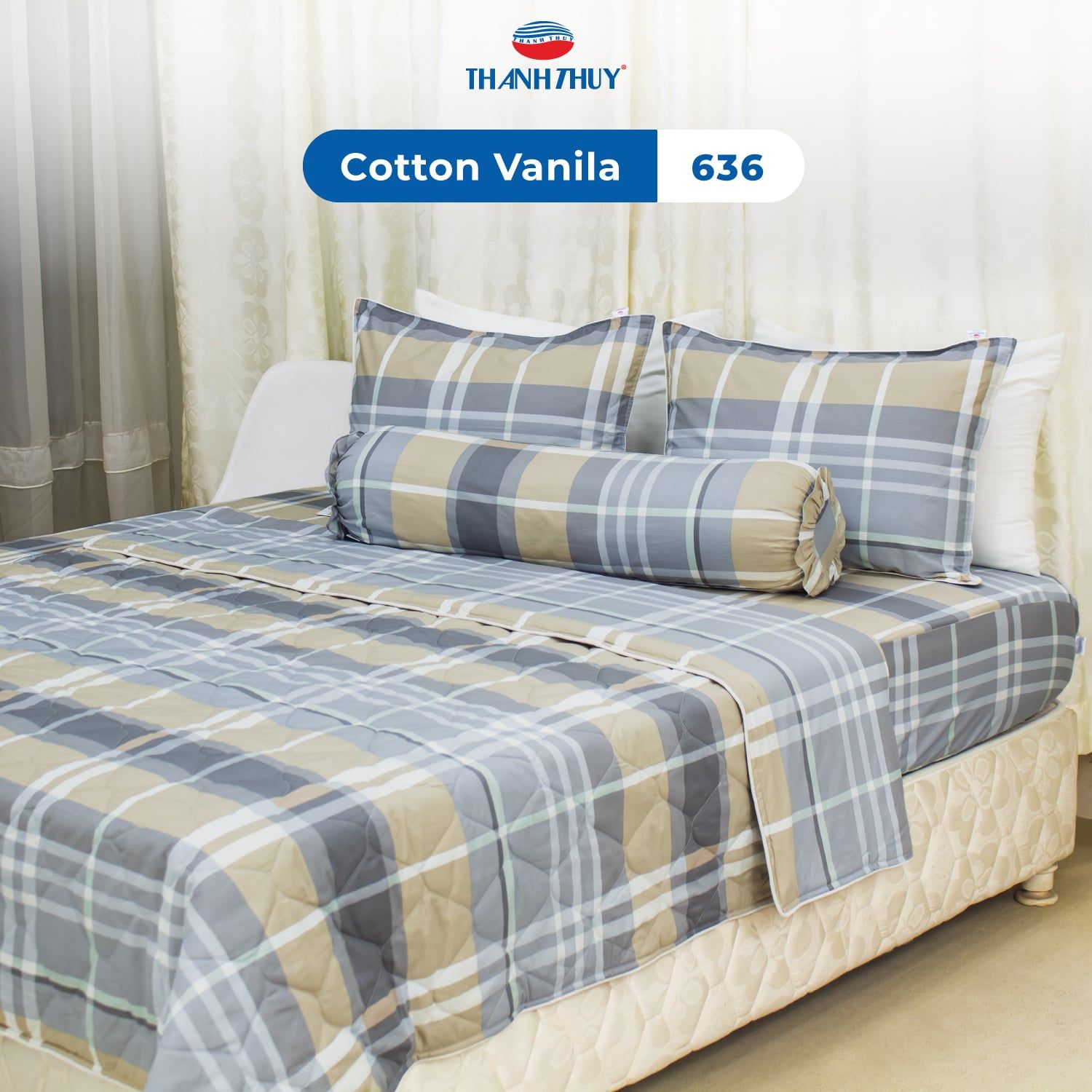  Bộ Ga Bọc Cotton Vanila (Vỏ Gối Không Lót Gòn) 636 