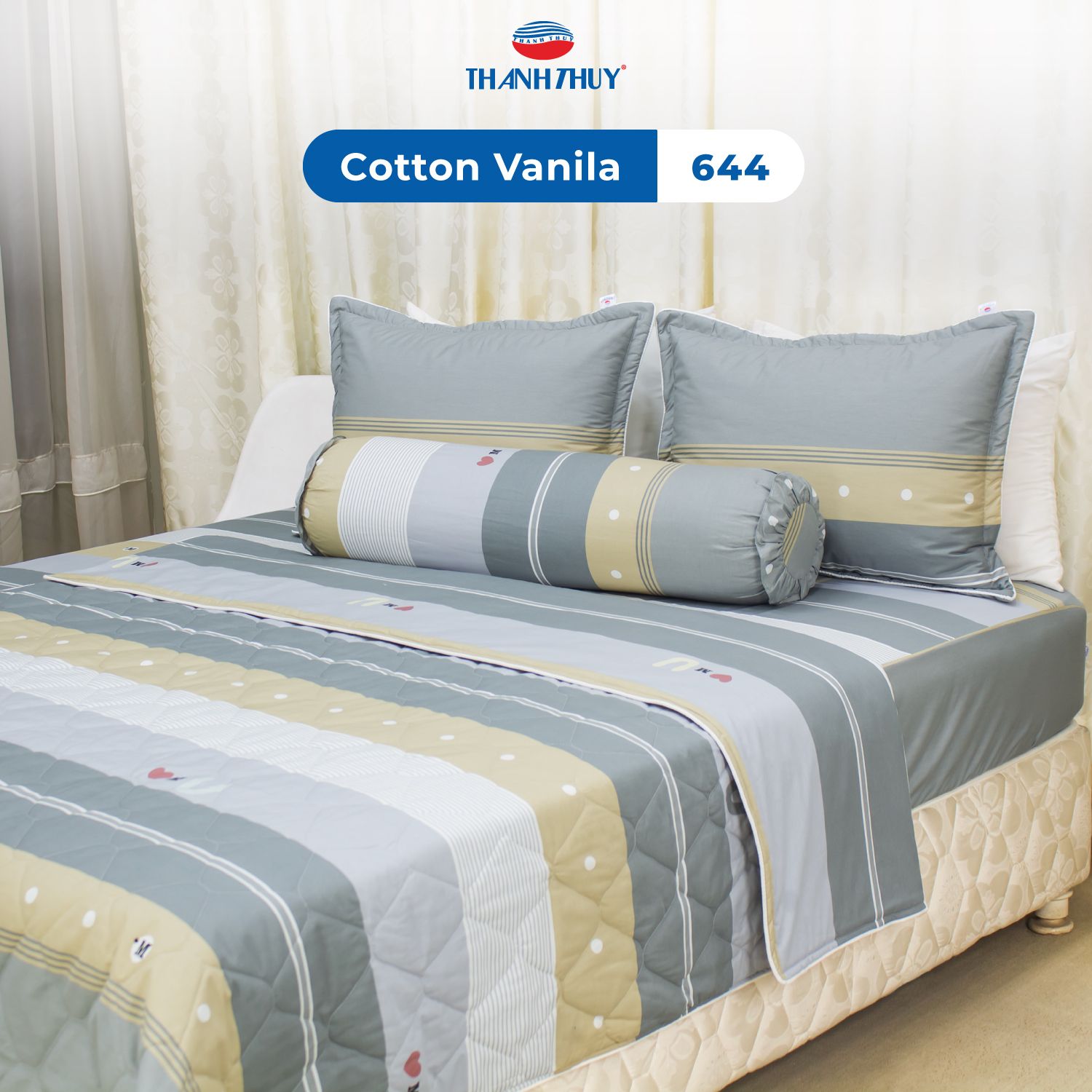  Bộ Ga Bọc Cotton Vanila (Vỏ Gối Lót Gòn) 644 