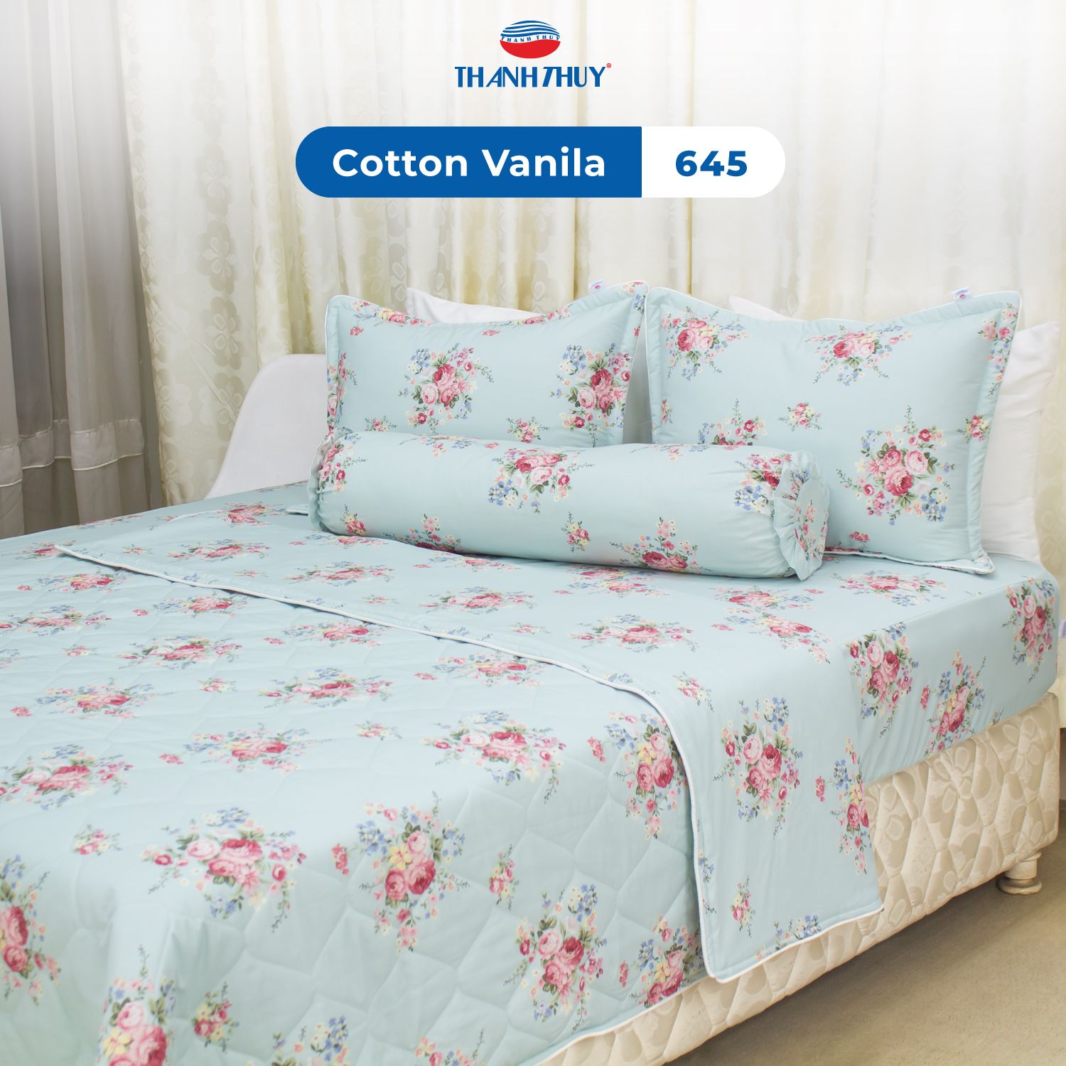  Bộ Ga Bọc Cotton Vanila (Vỏ Gối Không Lót Gòn) 645 