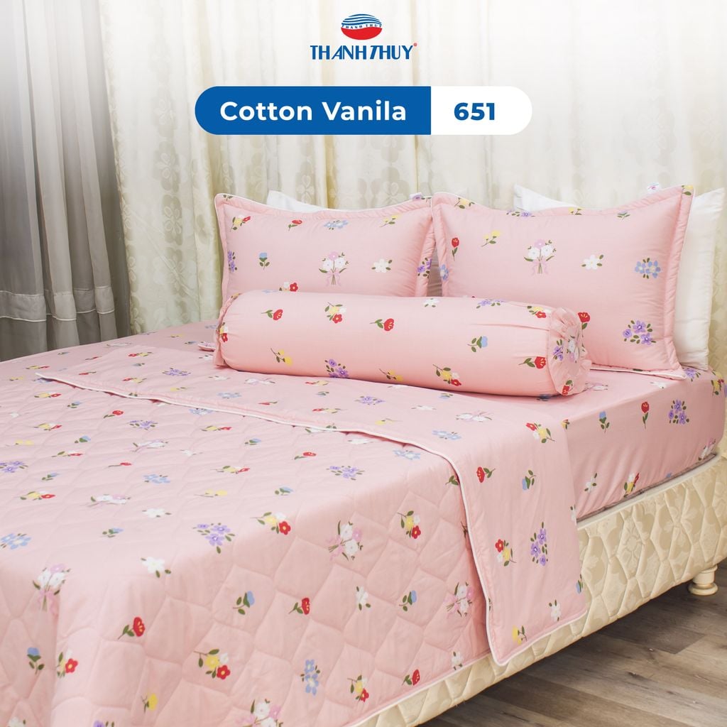  Bộ Ga Bọc Cotton Vanila (Vỏ Gối Không Lót Gòn) 651 