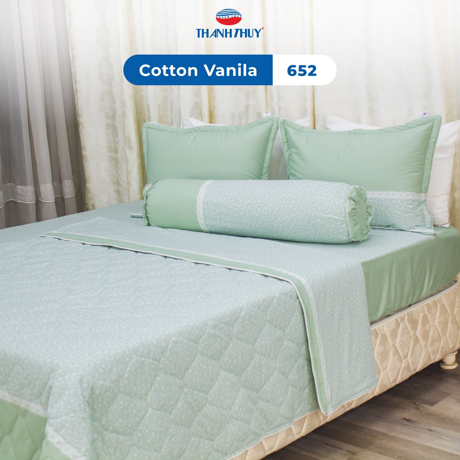  Bộ Ga Bọc Cotton Vanila (Vỏ Gối Không Lót Gòn) 652 
