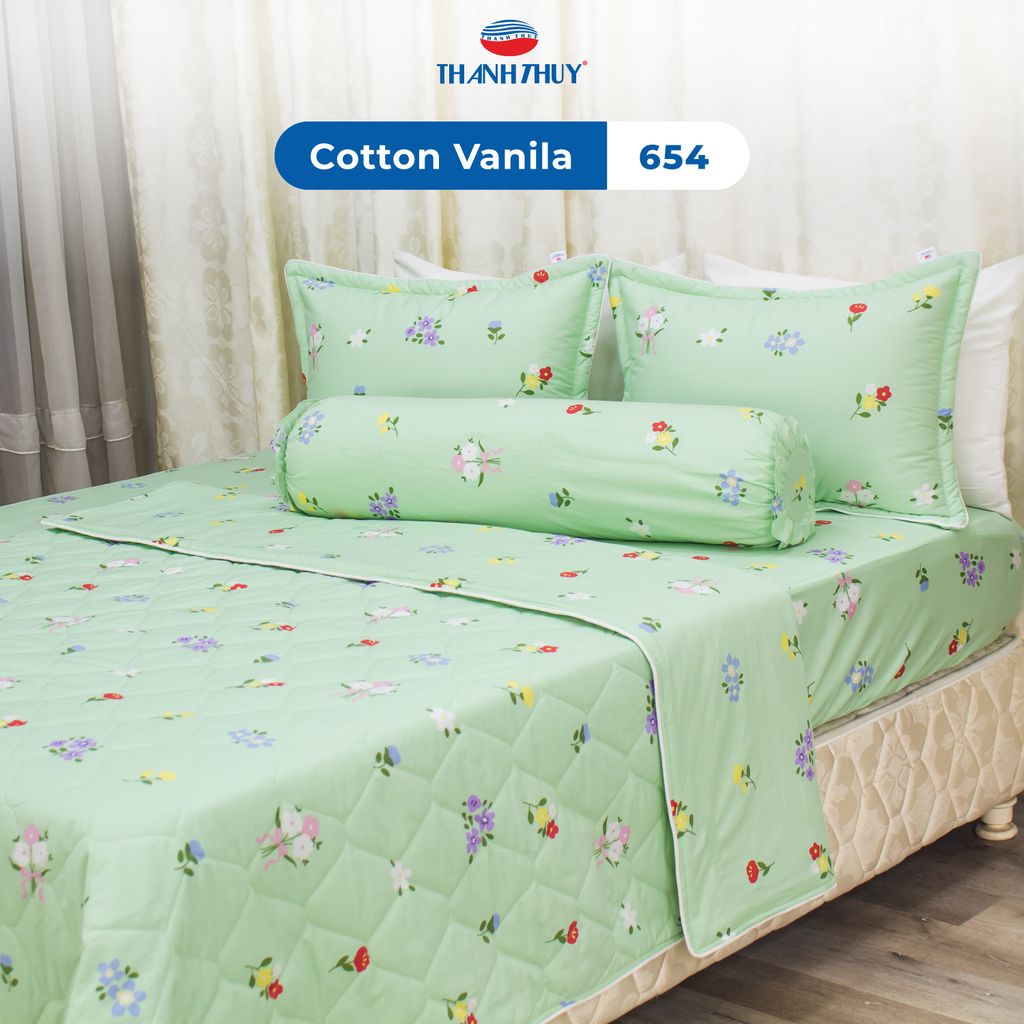  Bộ Ga Bọc Cotton Vanila (Vỏ Gối Không Lót Gòn) 654 