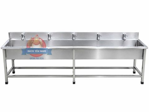  Máng Rửa Tay Inox 2m5 5 Vòi Thấp 