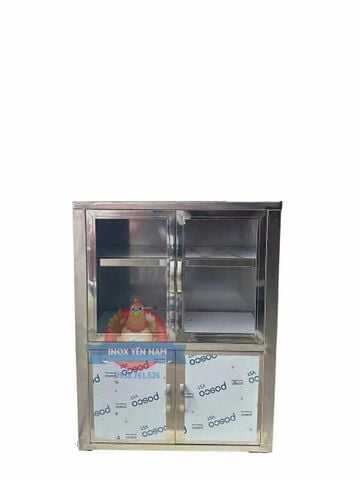  Tủ inox 4 tầng tấm cửa kiếng 
