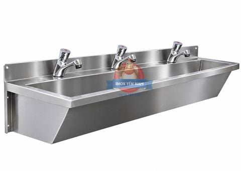  Máng rửa tay inox 1m2 3 vòi treo tường TT13 