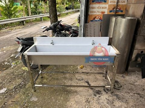  Máng Rửa Tay Inox 1 Mét 2 vòi thấp VT108 